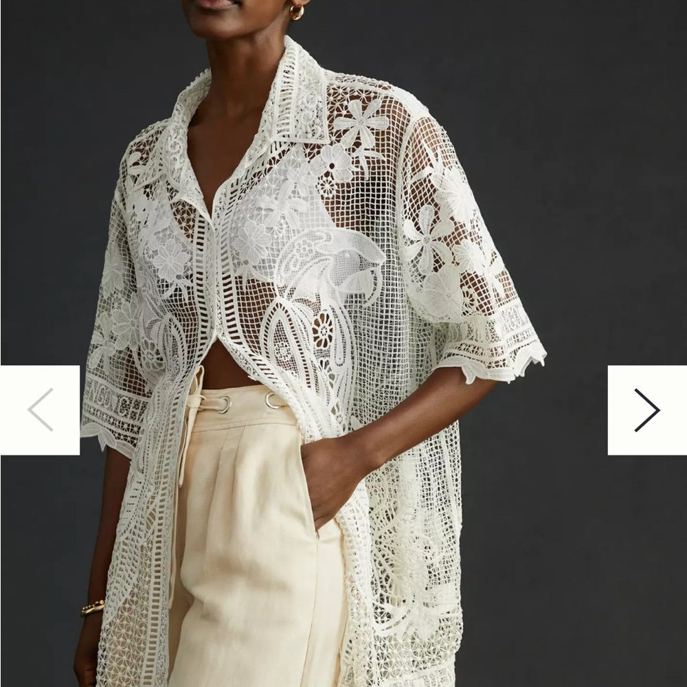 Farm Rio Tropical Wind Guipure Lace Shirt
